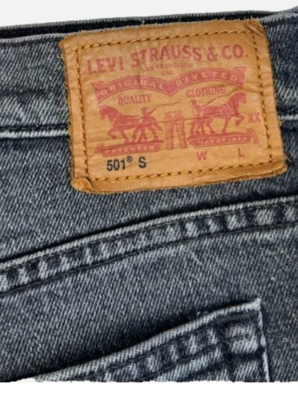 Levis 501 Skinny Jeans Mens 36x32 Black Washed Charcoal Button Fly Denim Pants